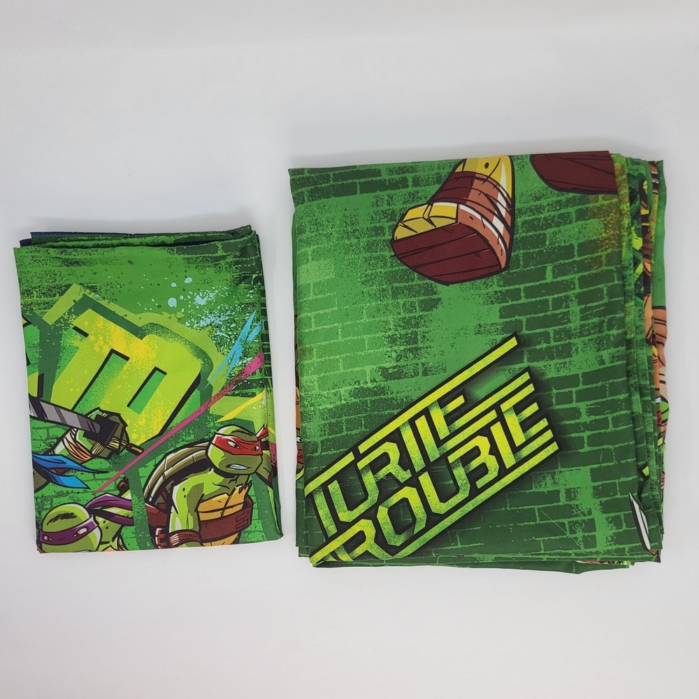 Teenage Mutant Ninja Turtles TMNT Full Flat Sheet & Standard Pillowcase...